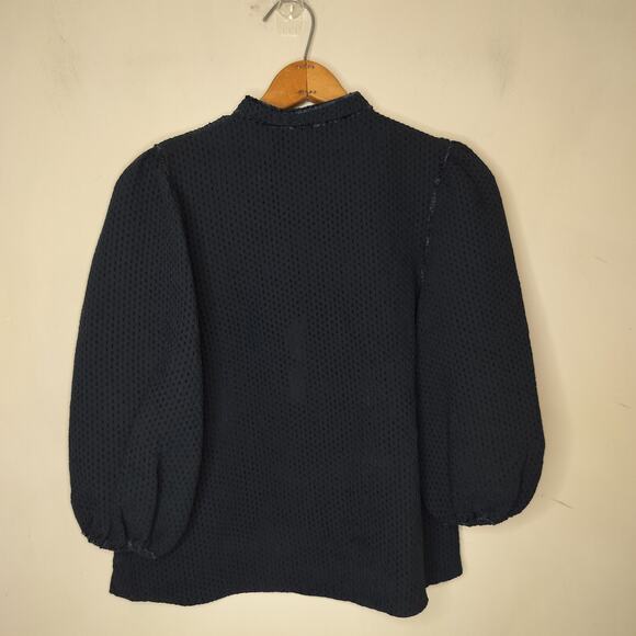 Max Studio Balloon Sleeve Top Velvet Trim - Picture 8 of 9